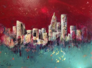 "City of Angels" - acrylic and collage on canvas, 30 x 40" SOLD